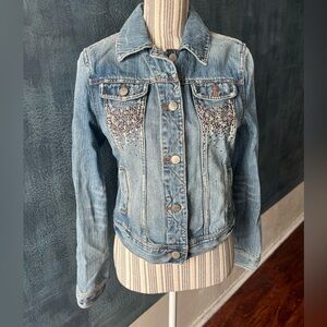 Distress jeans jacket size XL junior